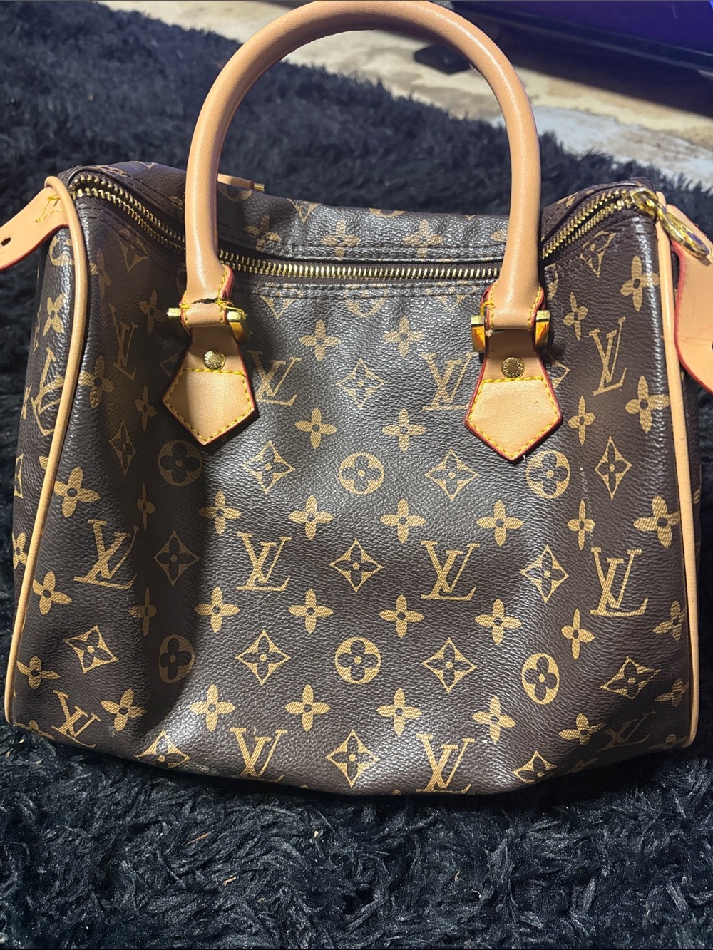 Louis Vuitton Monogram Canvas Satchel in Brown with Tan Leather
